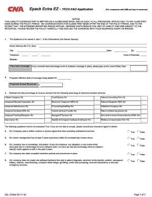 Epack Extra EZ Technology Errors & Omissions Application