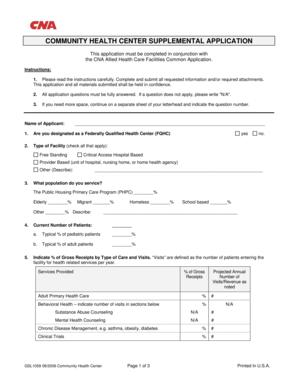 Community Health Center Supplemental Application