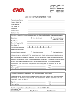 ACH Deposit Authorization Form