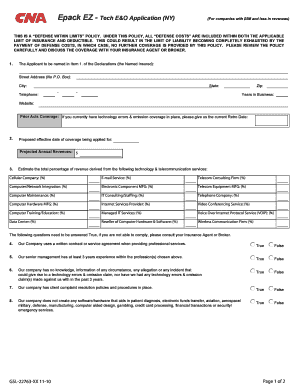 Epack EZ - Tech E&O Application (NY)