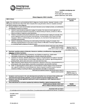 DSM-5 Autism Spectrum Disorder Checklist