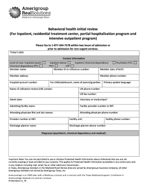 Behavioral Health Initial Review Form