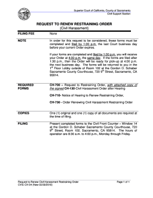 Request to Renew Civil Harassment Restraining Order