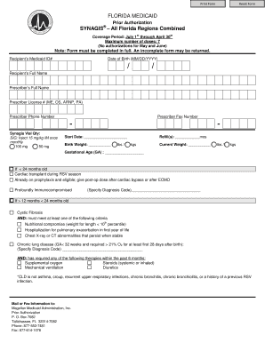 Florida Medicaid Prior Authorization for SYNAGIS