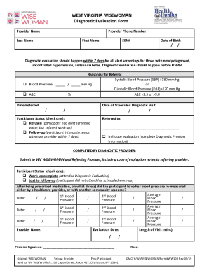West Virginia WiseWoman Diagnostic Evaluation Form