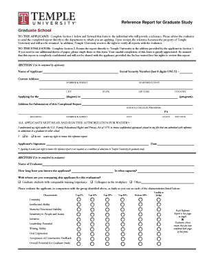 Temple University Graduate Study Reference Report