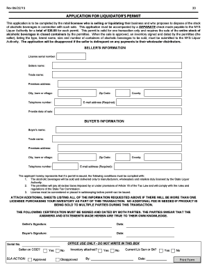 Fillable Online sla ny APPLICATION FOR LIQUIDATORS PERMIT Fax Email ...
