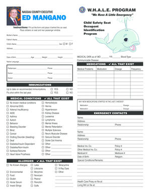 Child Safety Seat Emergency Form