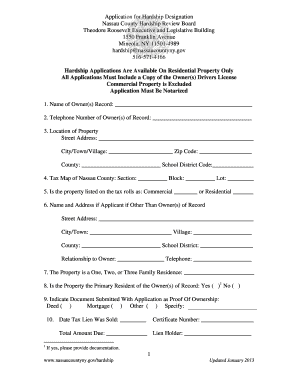 Nassau County Hardship Designation Application