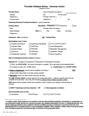 Provider Initiated Notice - Adverse Action