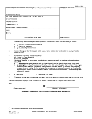 Proof of Service by Mail Mediation