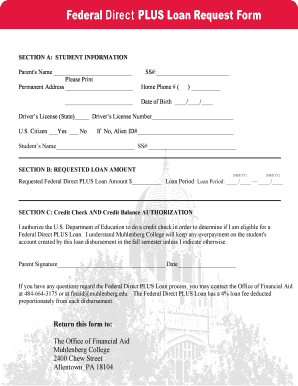 Federal Direct PLUS Loan Request Form