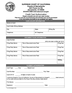 California Credit Card Authorization Form