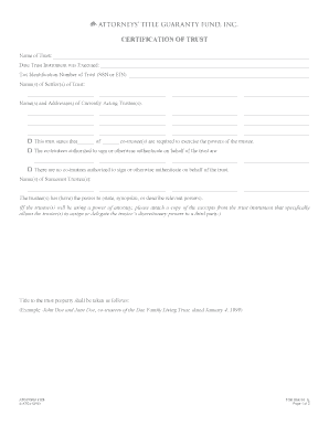 Certification of Trust Form