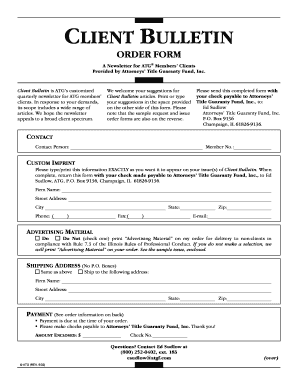 Client Bulletin Order Form