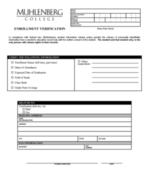 Student Enrollment Verification Form
