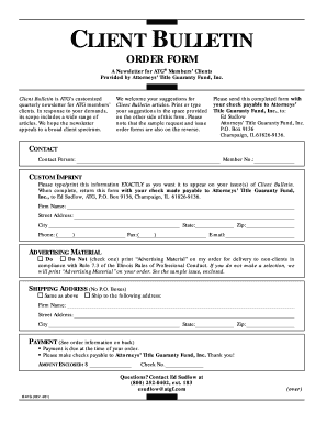 Client Bulletin Order Form