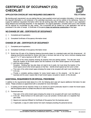 Certificate of Occupancy Checklist