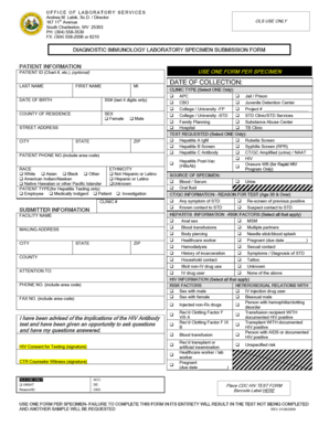 Diagnostic Immunology Laboratory Specimen Submission Form