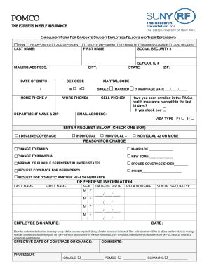 Graduate Student Health Insurance Enrollment Form