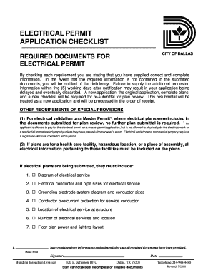 Electrical Permit Application Checklist