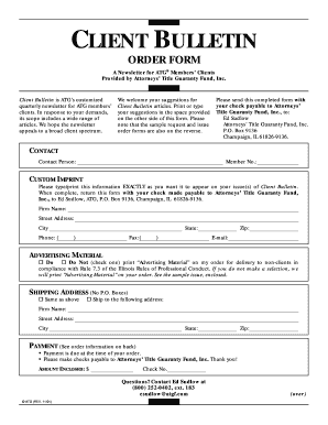 Client Bulletin Order Form