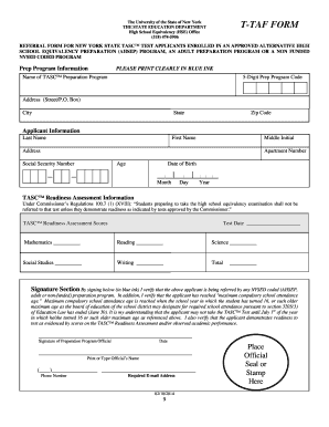 New York TASC Test Referral Form