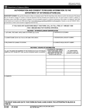 Authorization and Consent to Release Information to VA