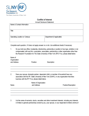 Conflict of Interest Annual Disclosure Statement
