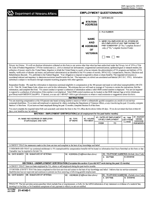 VA Employment Questionnaire