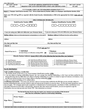 Arizona Substitute W-9 Form