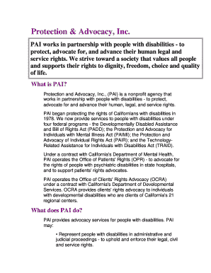 Protection and Advocacy Services for Disabilities