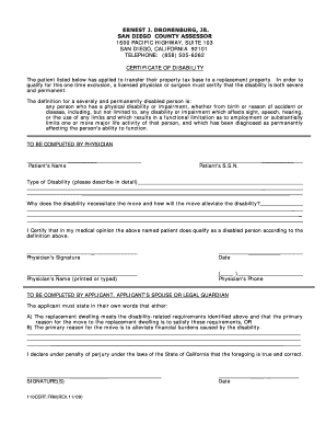 California Certificate of Disability