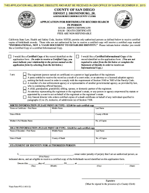 California Birth/Death Record Search Application