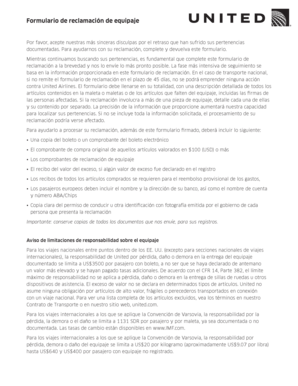 Formulario de reclamación de equipaje