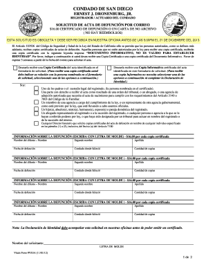 Solicitud de Acta de Defunción