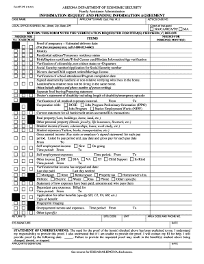 Arizona Family Assistance Information Request Form