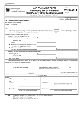 BIR Form 2106-WO