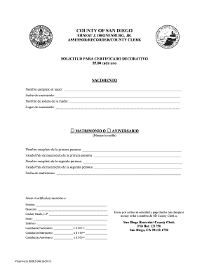 Solicitud para Certificado Decorativo