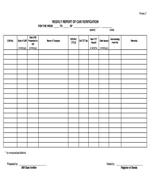 Weekly Report of Car Verification