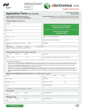 Electronica Trade Fair Application Form