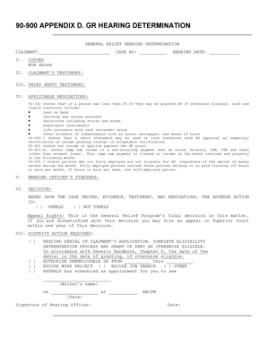 General Relief Hearing Determination