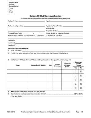 Guides Or Outfitters Application Form