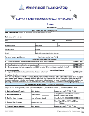 Tattoo and Body Piercing Renewal Application