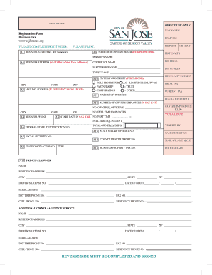 San José Business Tax Registration Form