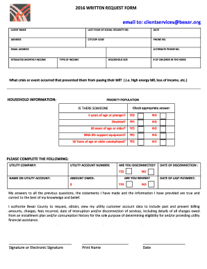 2016 Written Request Form
