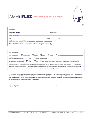 AmeriFlex Transaction Substantiation Request