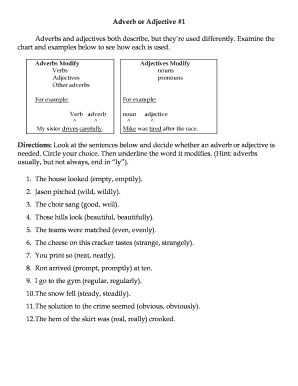 Adverb or Adjective Worksheets