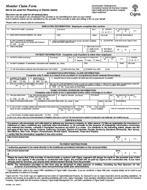 Cigna Medical Claim Form