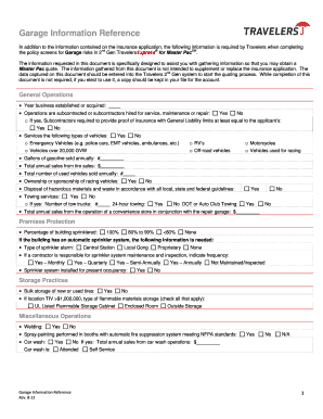 Garage Information Reference Form